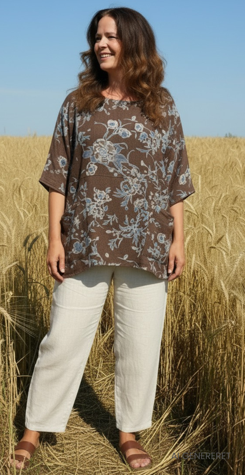 My bluse med blomsterprint og lommer fortil moro LikeLondon