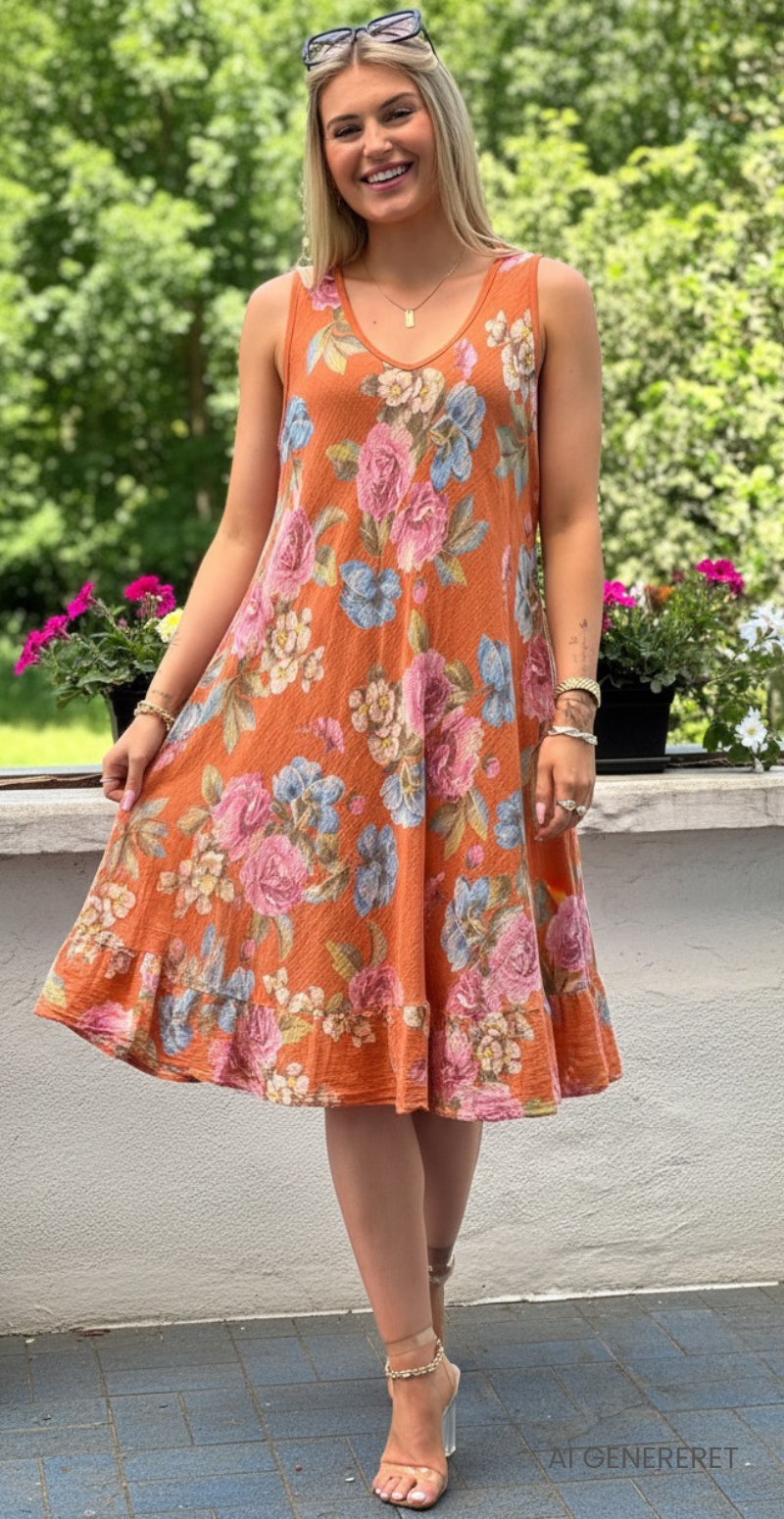 Iben kjole med blomsterprint og peplum coccio LikeLondon