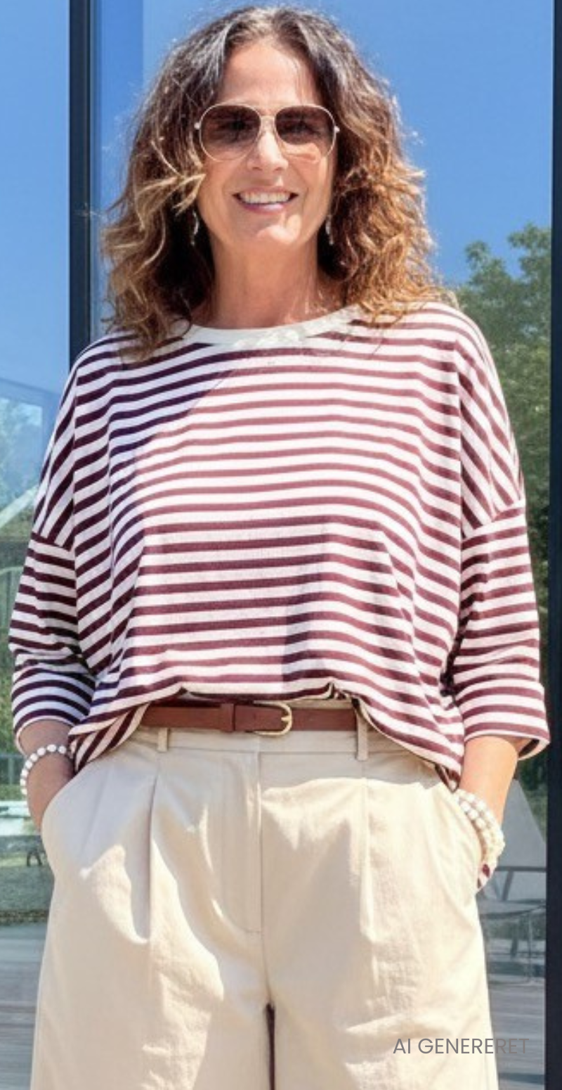 Zenia bluse med lange ærmer og striber wine red LikeLondon