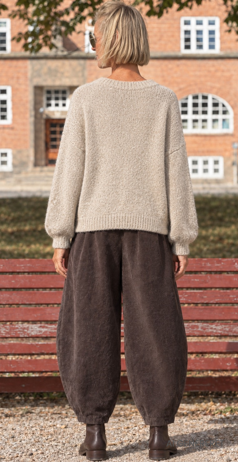 Lova uldstrik i alpaka med harlekin tern beige LikeLondon