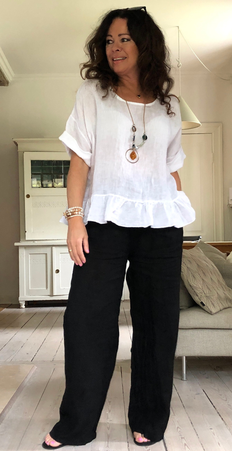 Freja hørbluse med peplum hvid LikeLondon