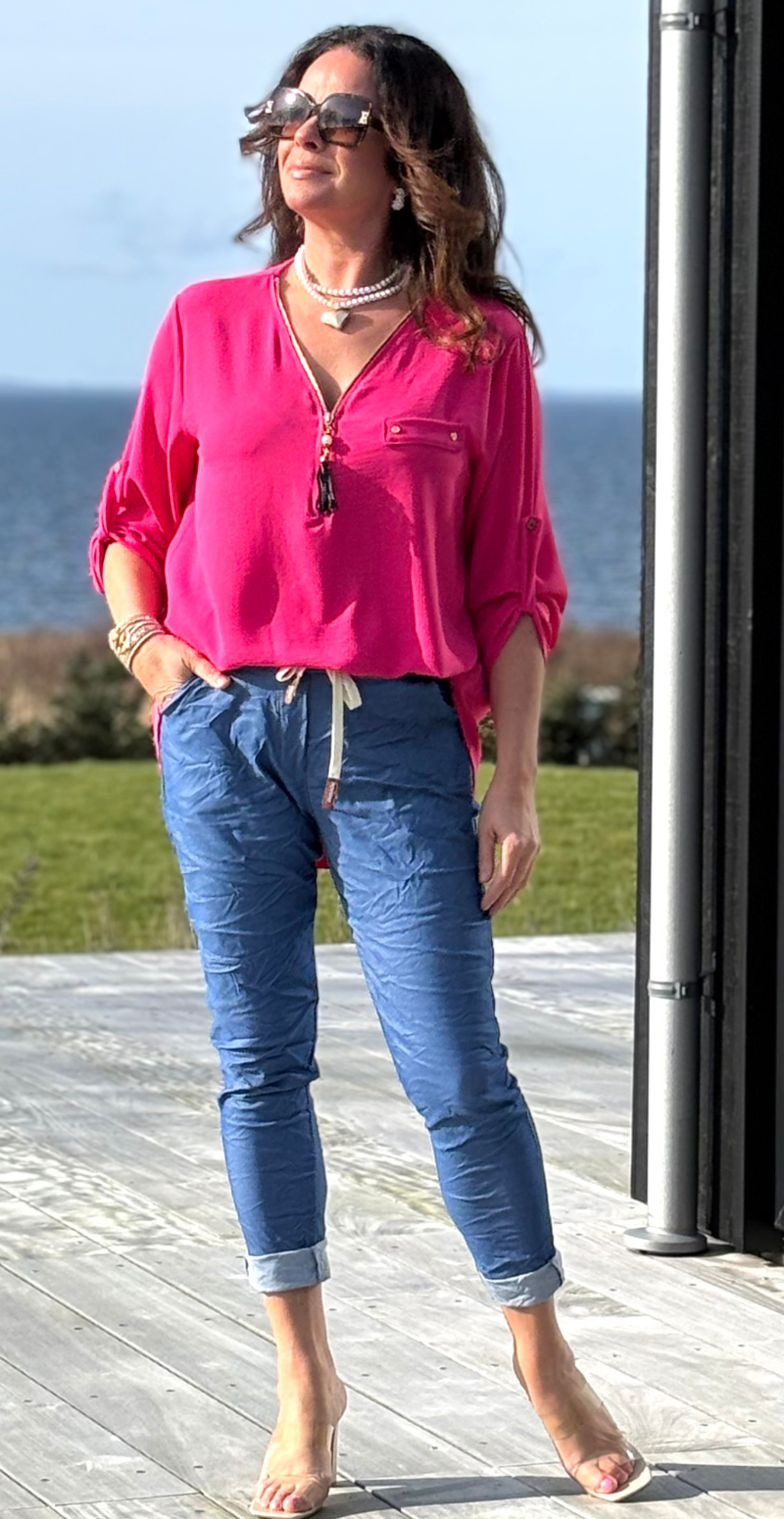 Filucca bluse med lynlåsdetalje pink