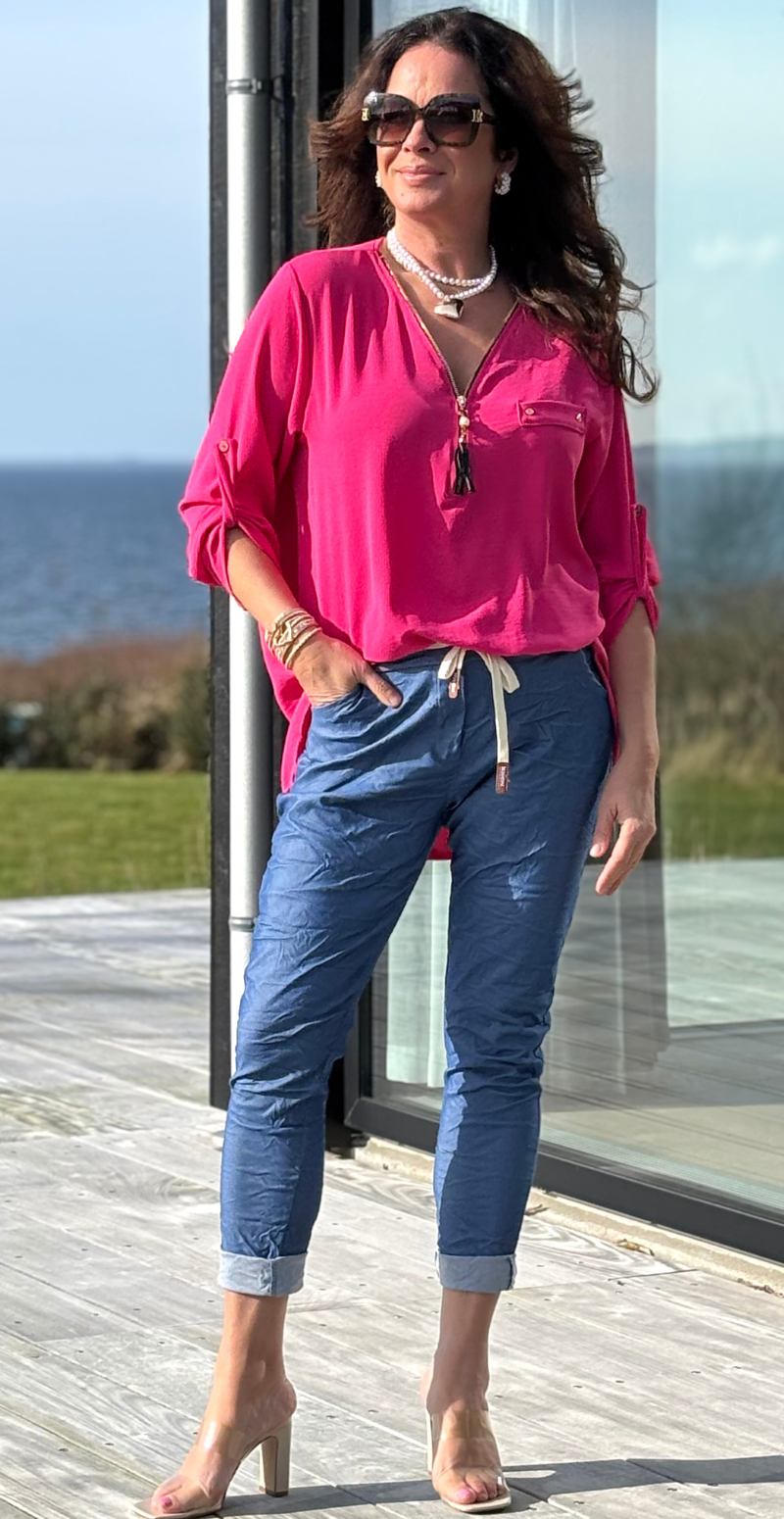 Filucca bluse med lynlåsdetalje pink