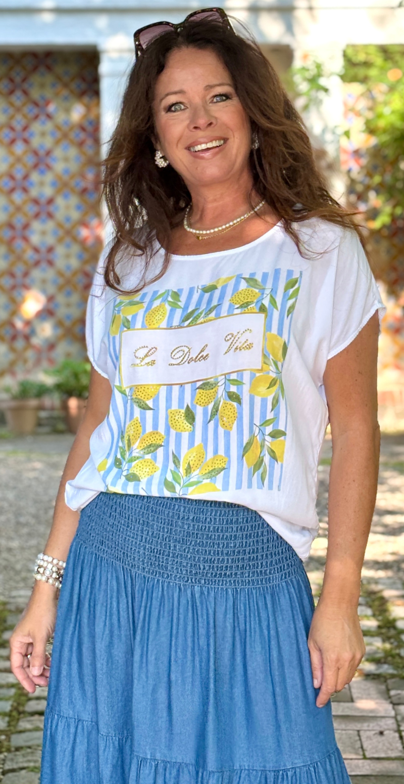 likelondon t-shirt med citron print og similisten