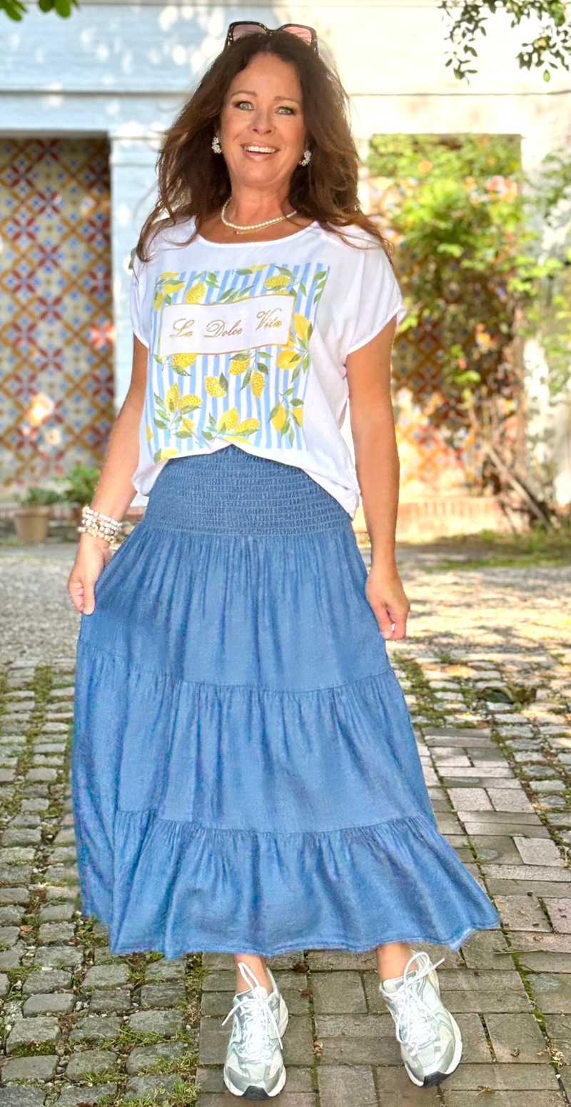 likelondon t-shirt med citronprint og similisten