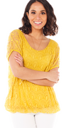Bine bluse i mesh med elastik forneden gul LikeLondon