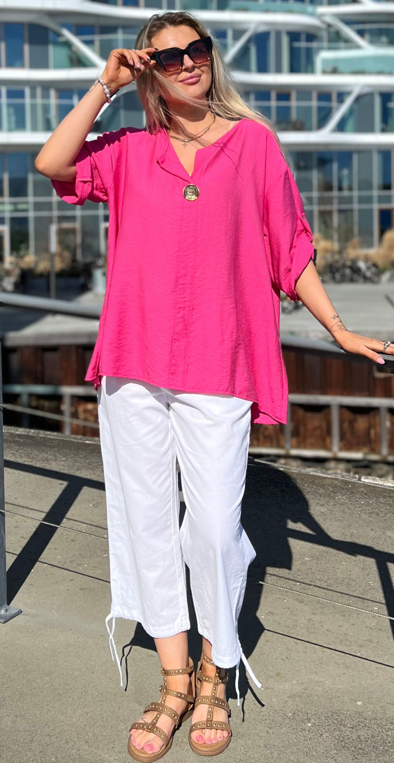 pink tracy bluse med korte ærmer likelondon