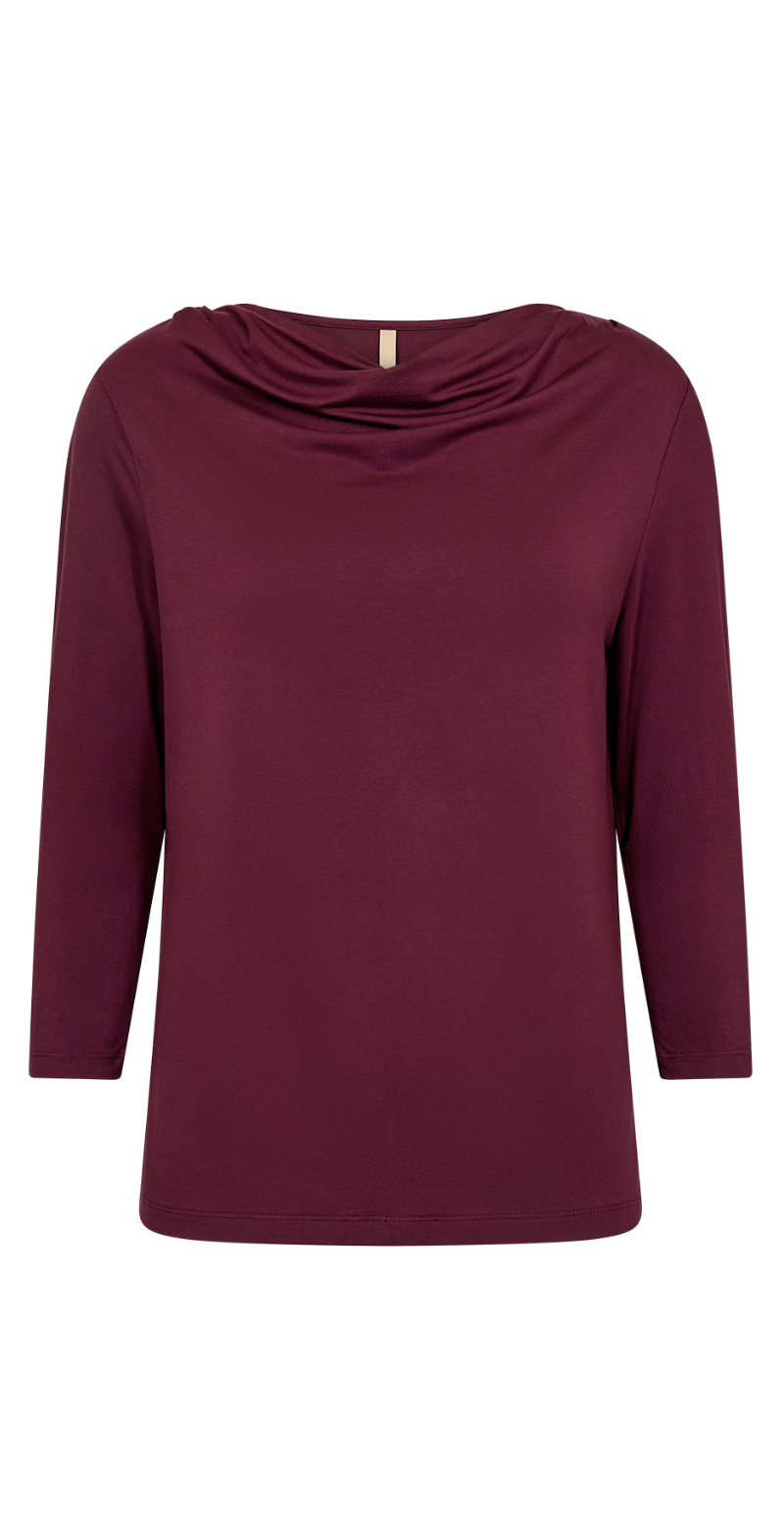 Hallie bluse med drapering foran bordeaux