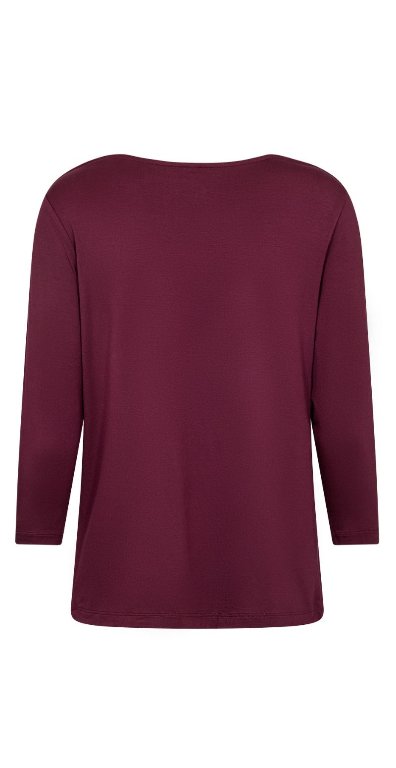 Hallie bluse med drapering foran bordeaux