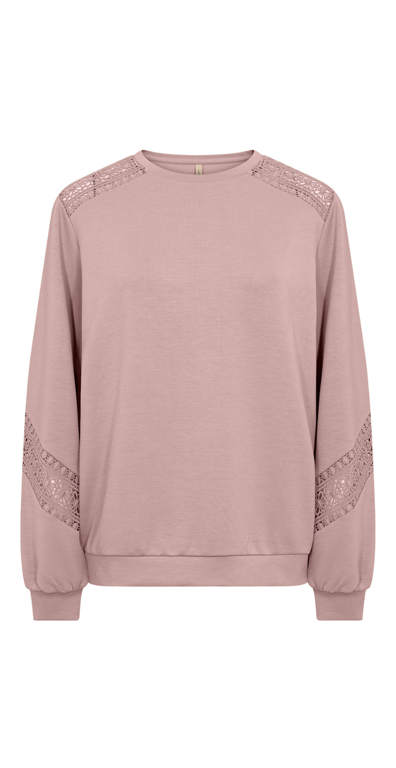 Lucca sweatshirt med broderede detaljer pale mauve