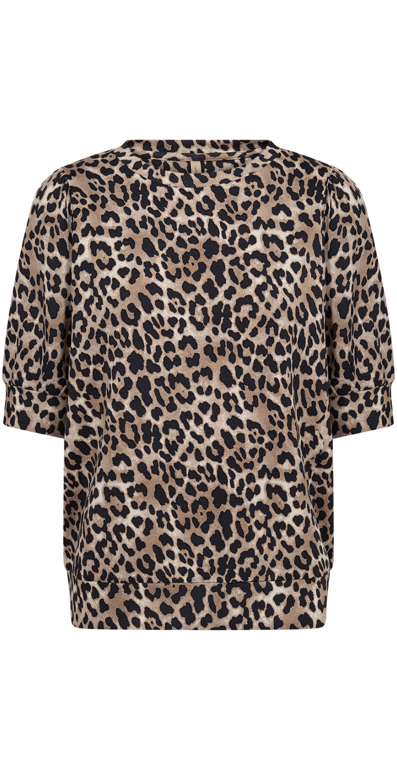 Bree bluse med leopardprint camel