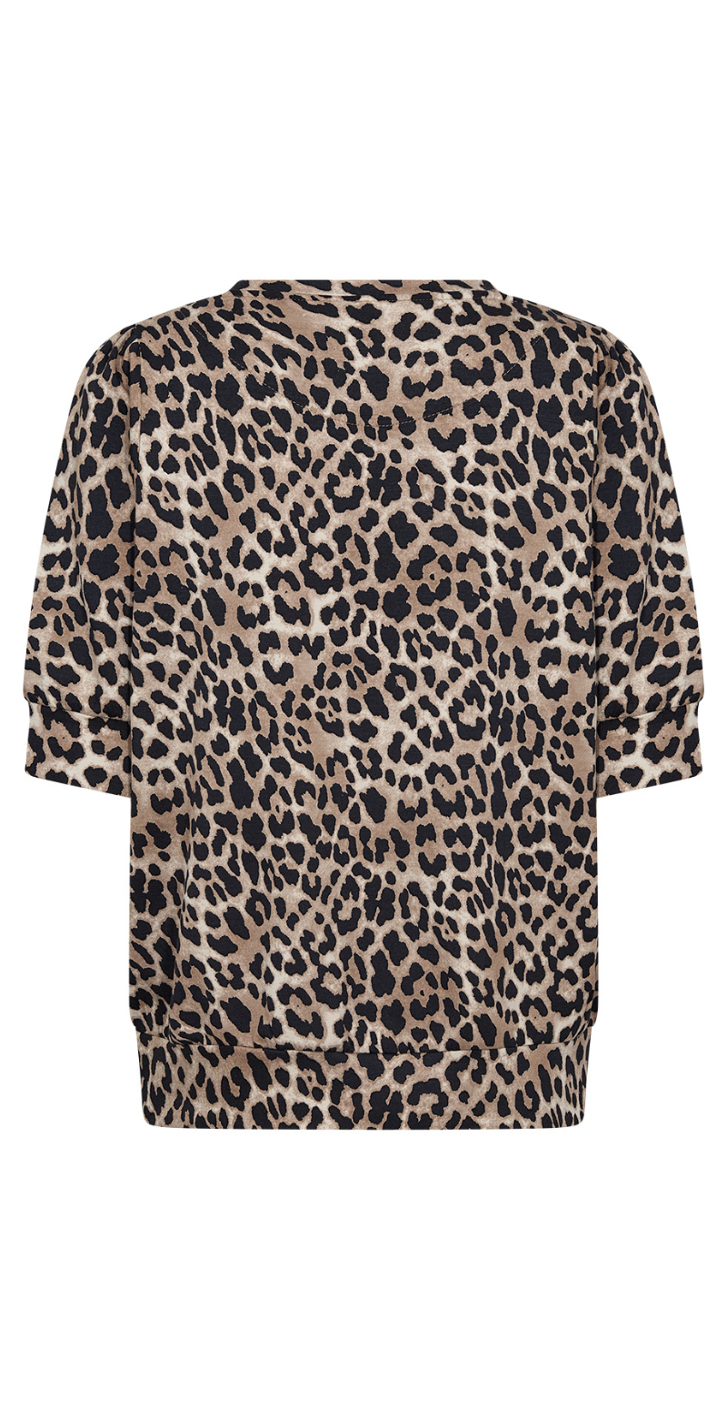 Bree bluse med leopardprint camel