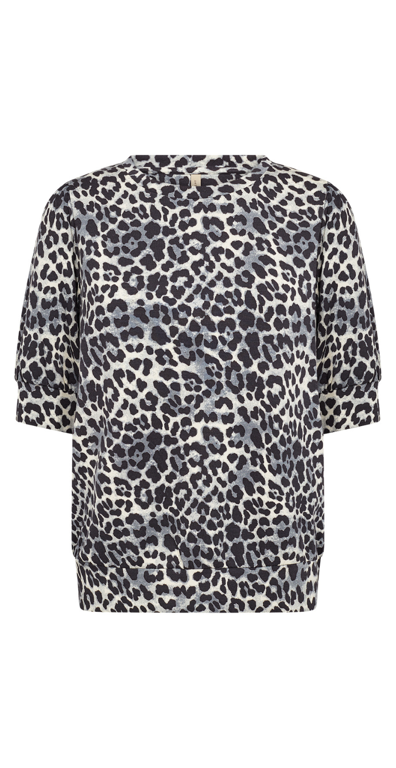 Bree bluse med leopardprint grå