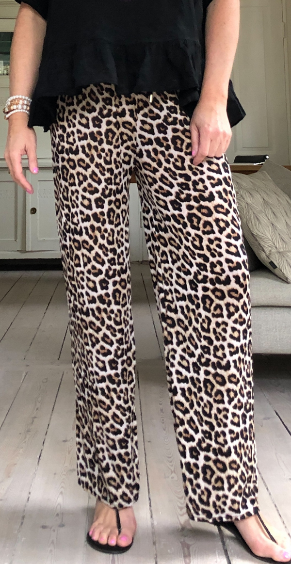 dyreprints bukser med leopard brun