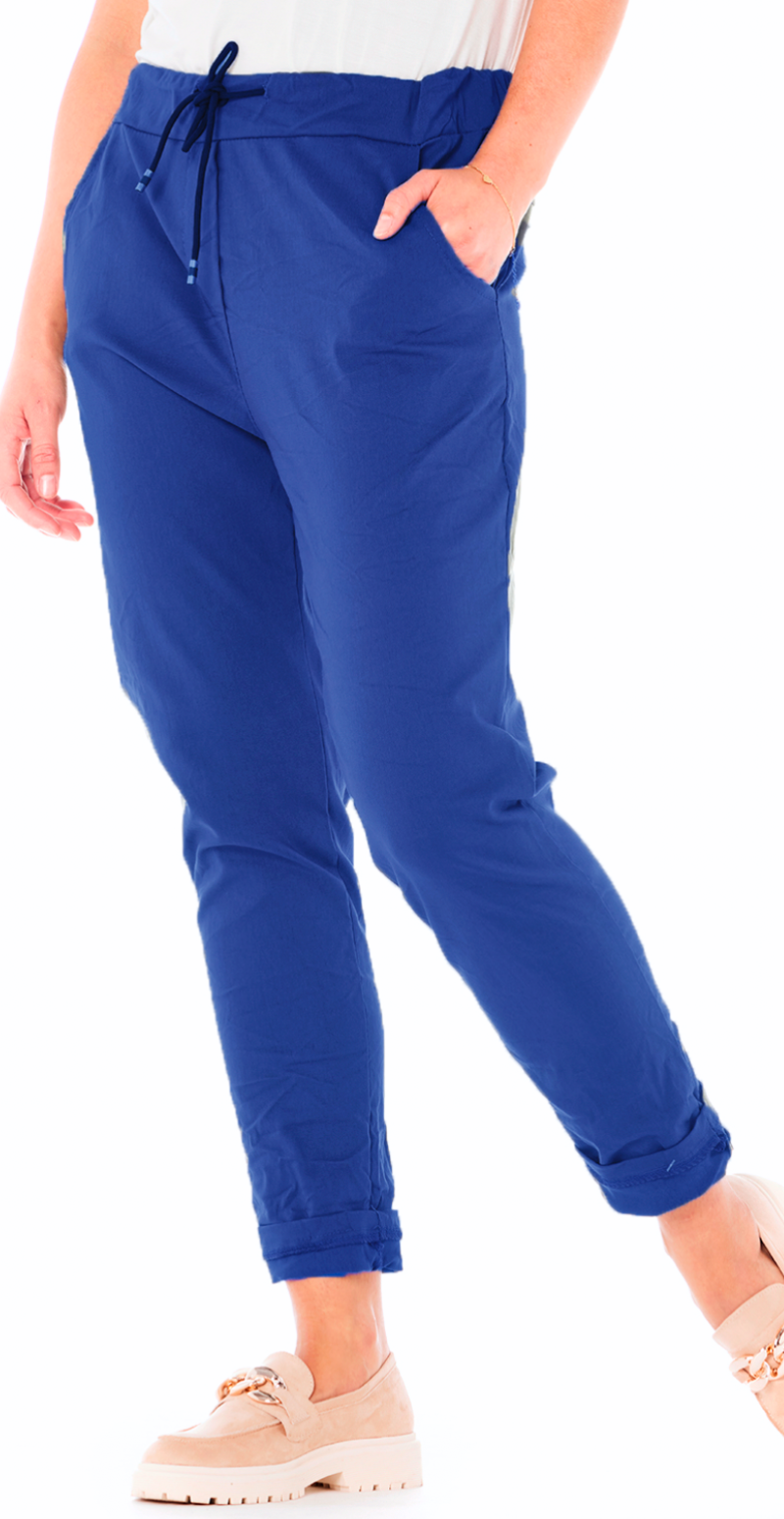Bukser med stræk og snøre i taljen blå