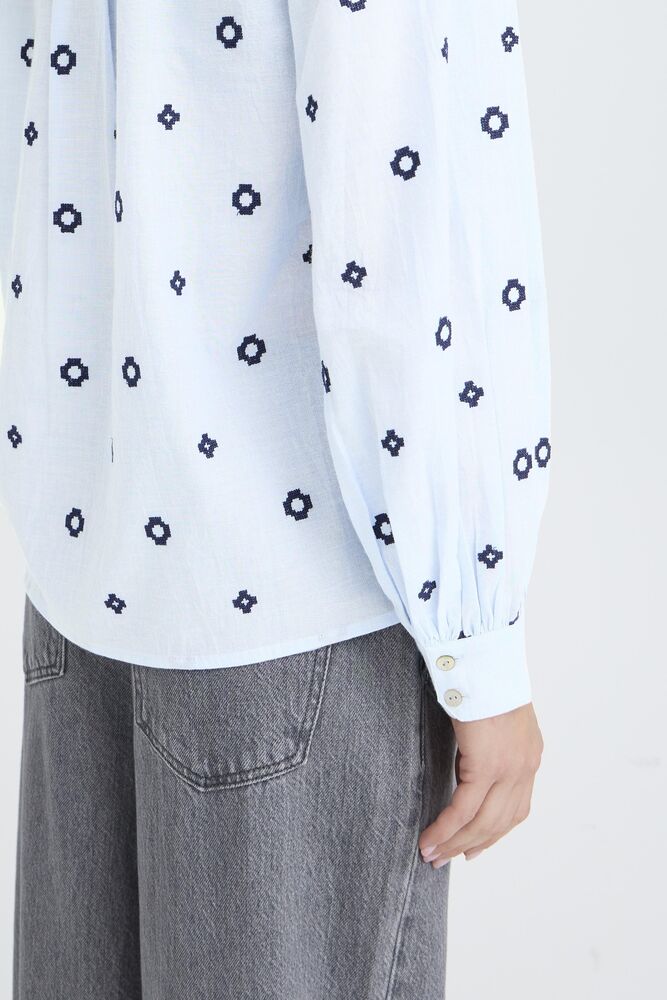 Fabienne bluse med cirkler della robbla blue b.young