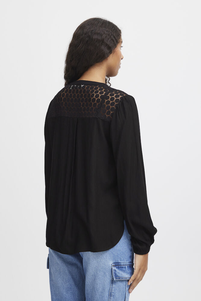 Habine bluse med v-halsudskæring sort b.young