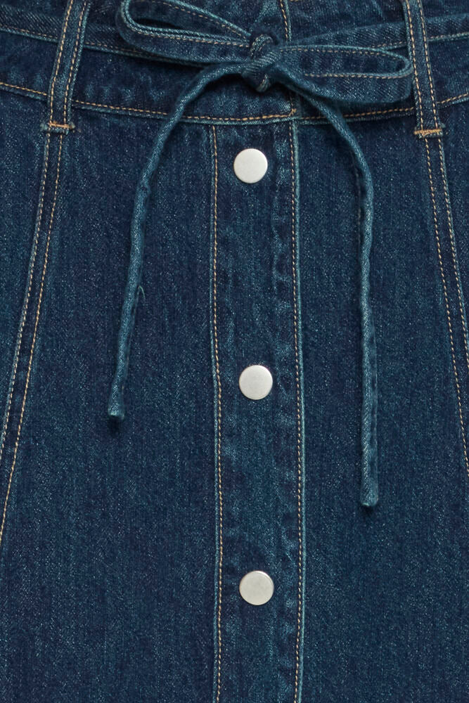 Lukan denim nederdel med knapper dark blue denim b.young