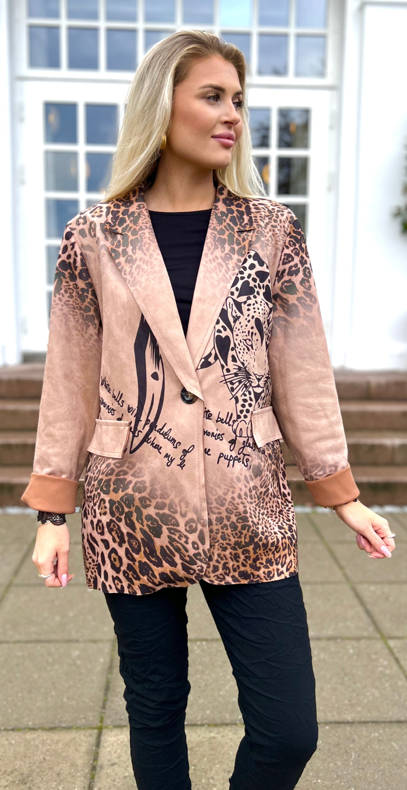 Madison blazer med leoprint og hjerter LikeLondon