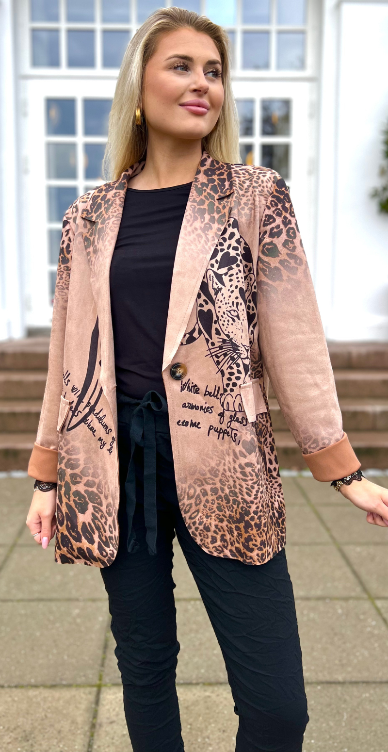 Madison blazer med leoprint og hjerter LikeLondon