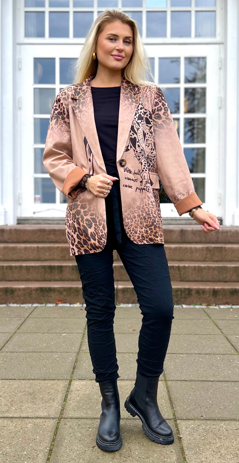 Madison blazer med leoprint og hjerter LikeLondon