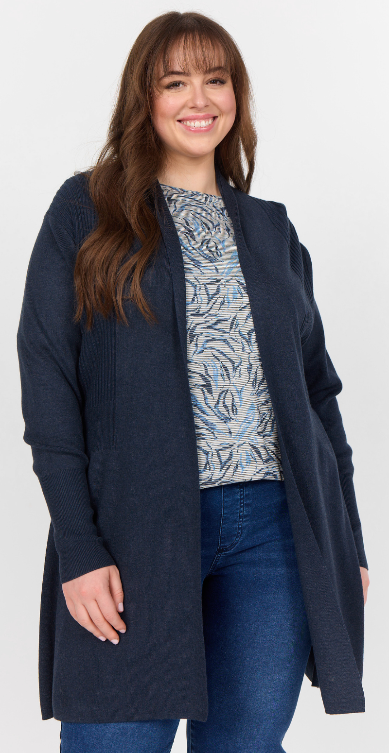 Cardigan med ribdetaljer navy LikeLondon Free