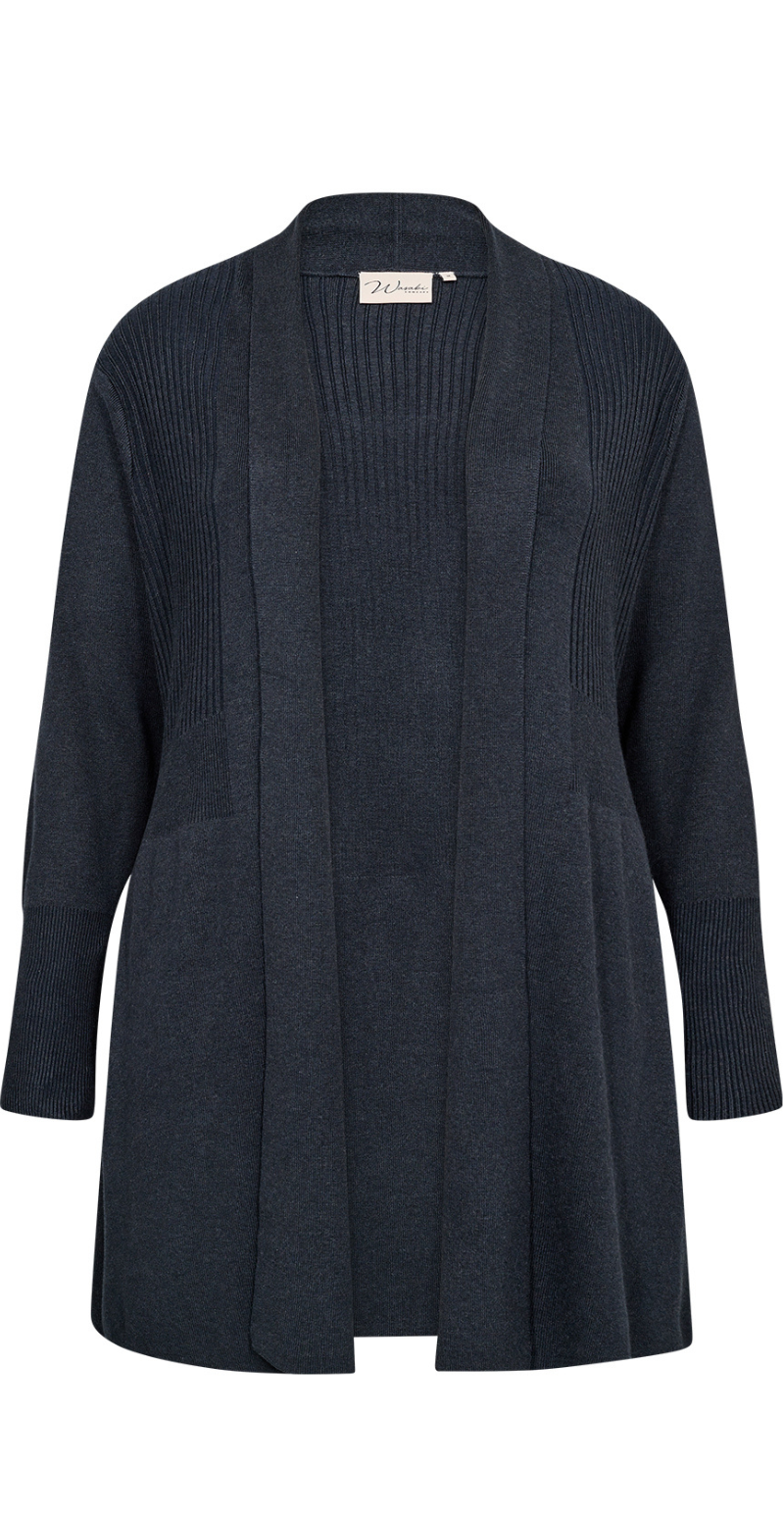 Cardigan med ribdetaljer navy LikeLondon Free