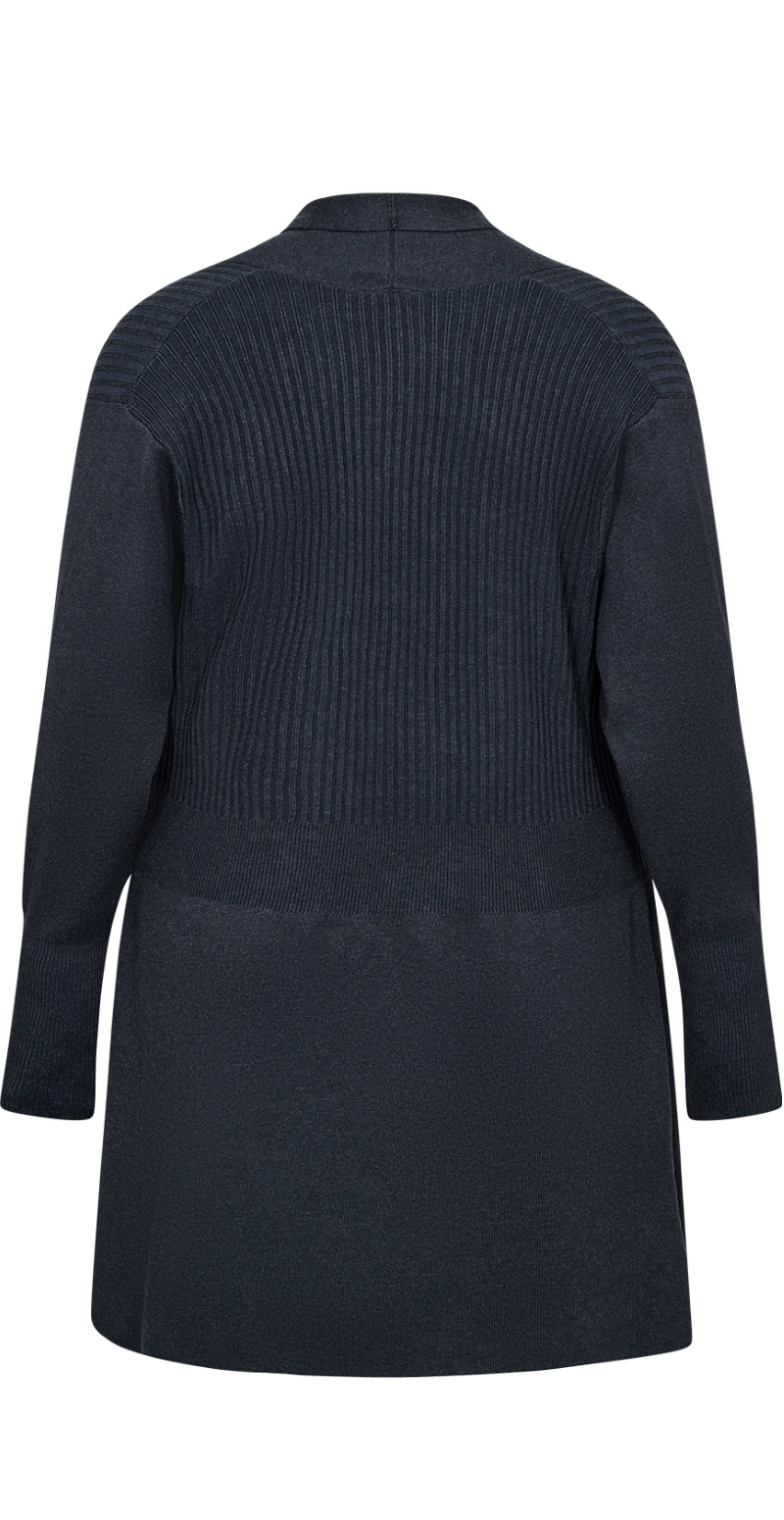 Cardigan med ribdetaljer navy LikeLondon Free