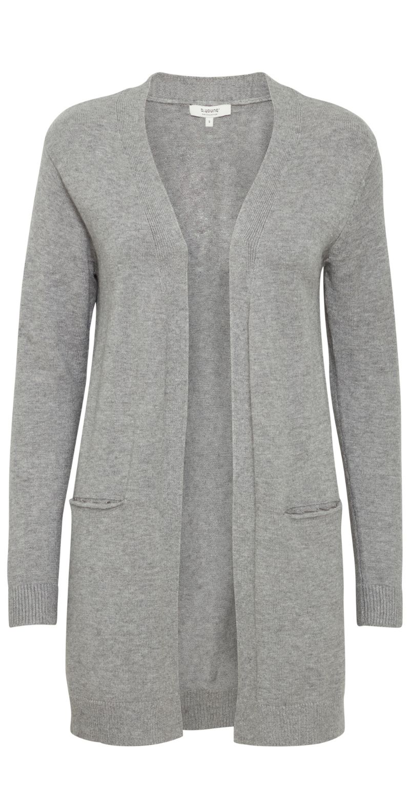 Cardigan i strik mid grey melange