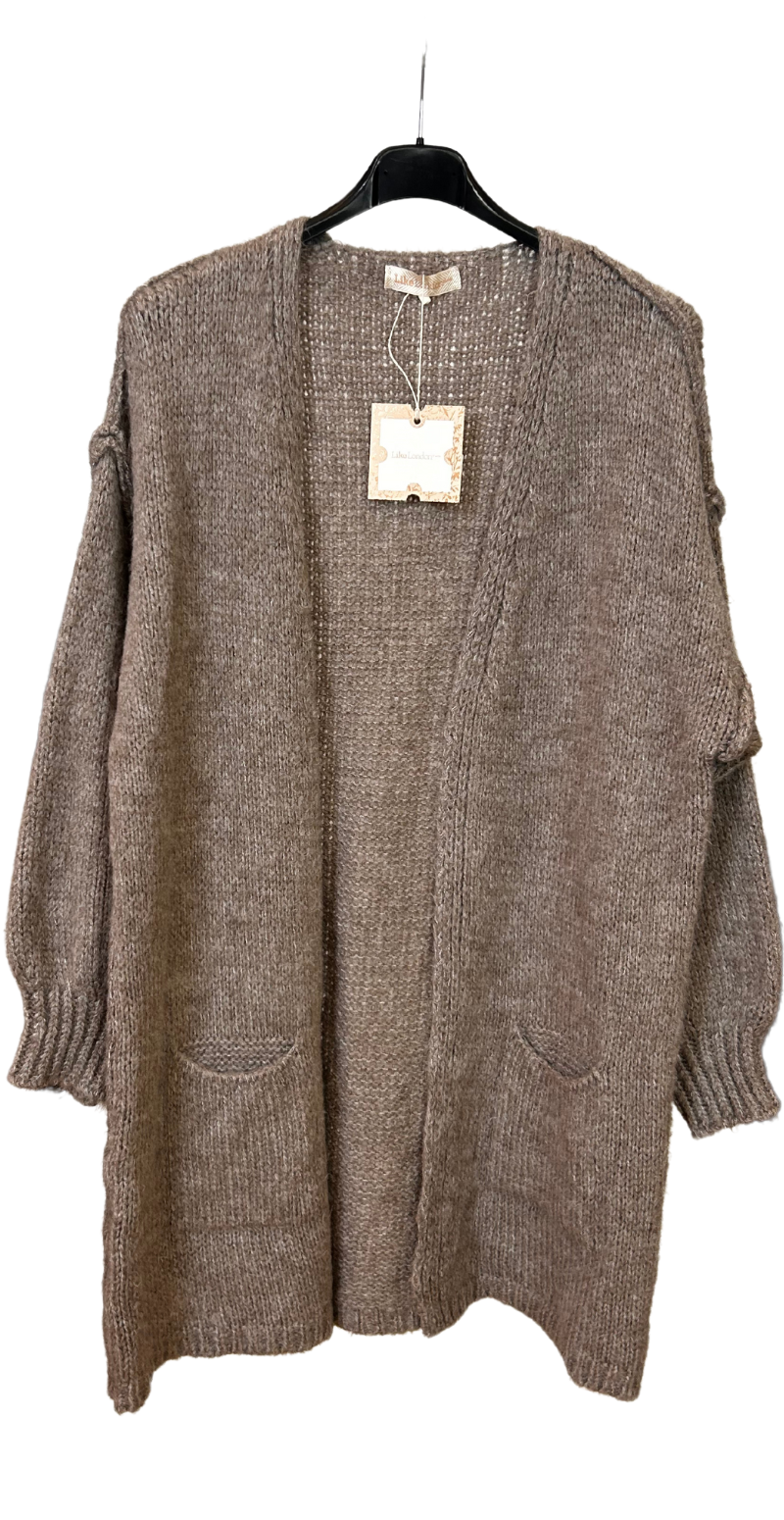 Malou uld cardigan med lommer mocca LikeLondon