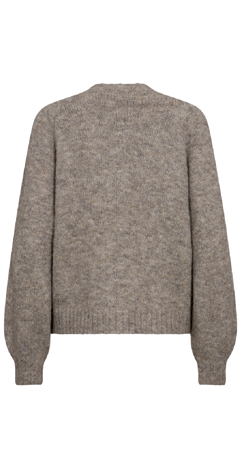 Kort strik cardigan sand bagfra