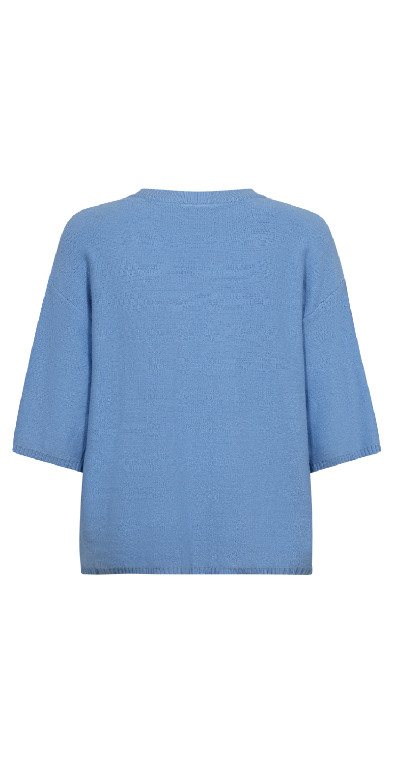 strikket pullover med v-hals bagfra