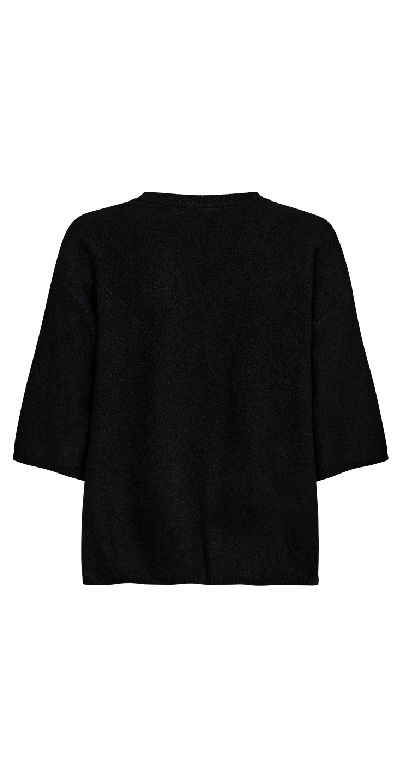 strikket pullover med v-hals sort bagfra