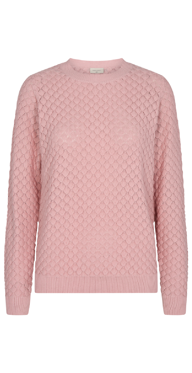 Strikket pullover rosa forfra