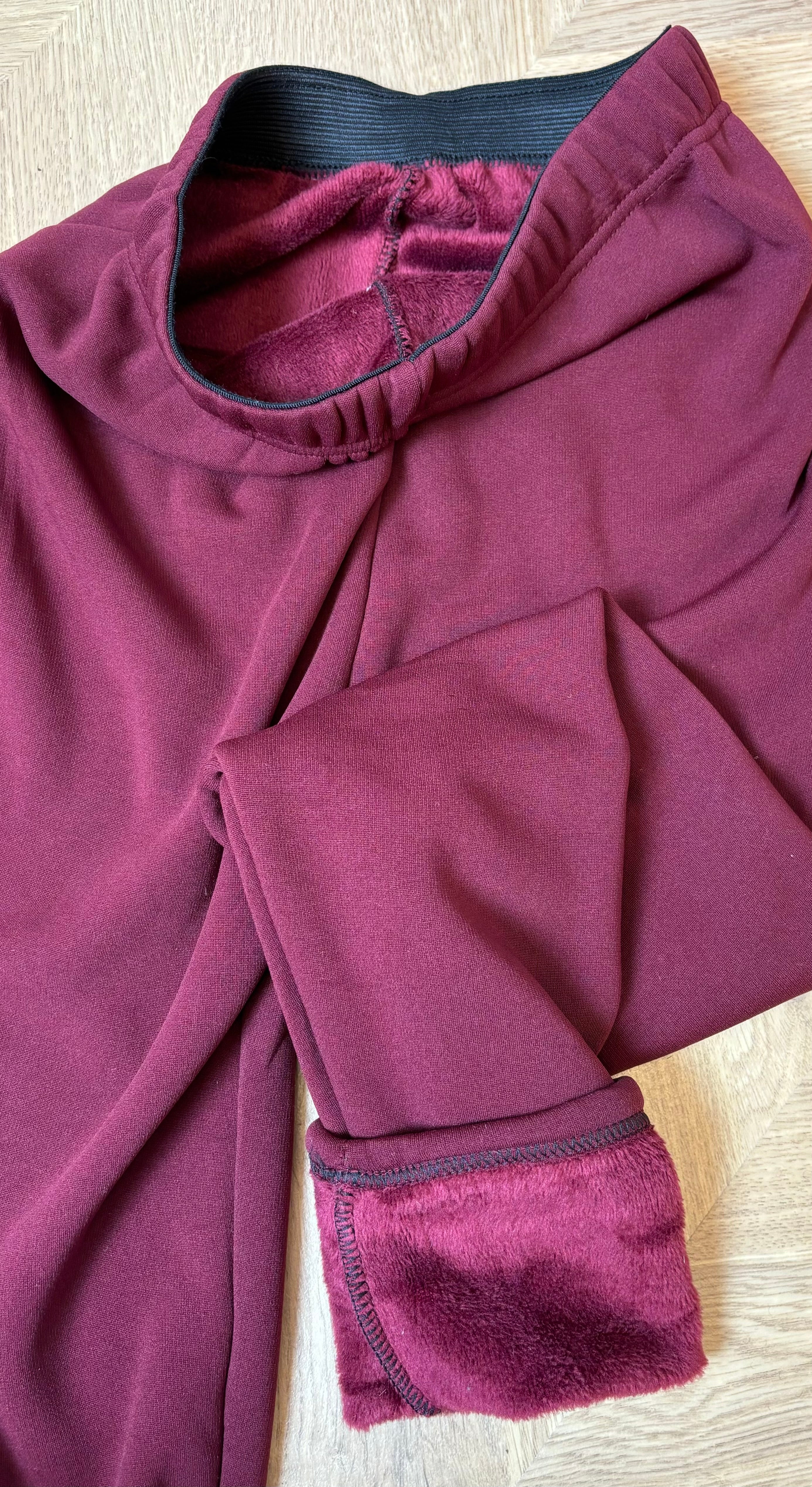 Aline leggings med fleece bordeaux Likelondon