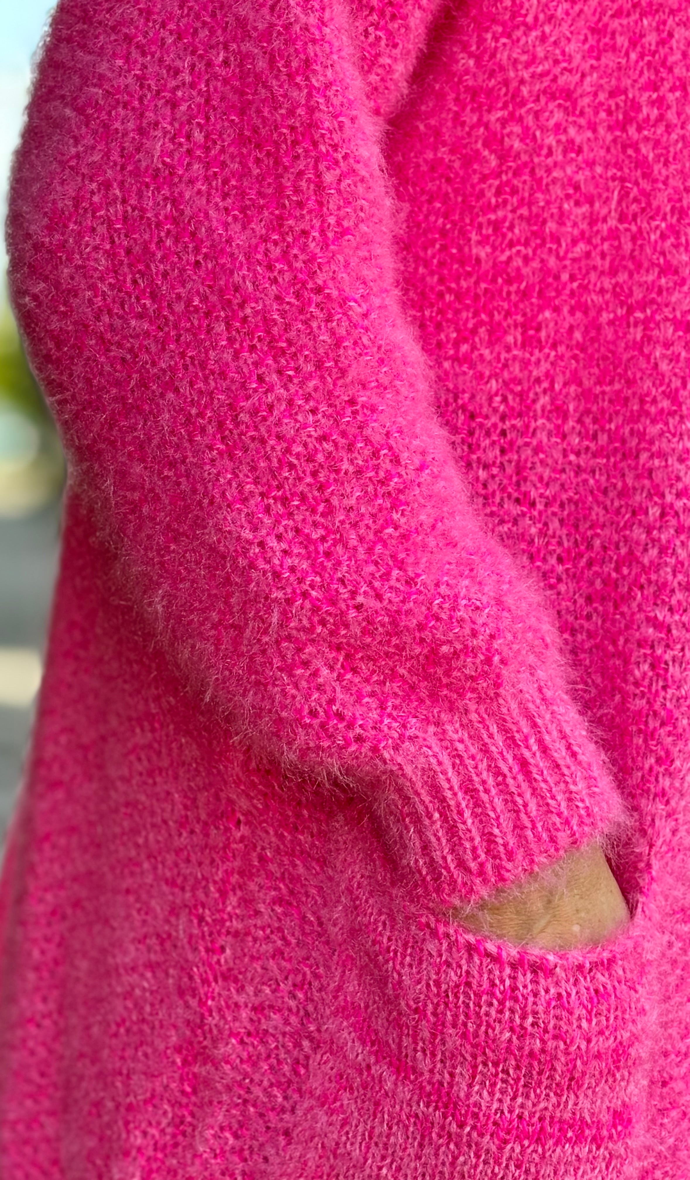 Lexa strik cardigan med hætte pink Likelondon