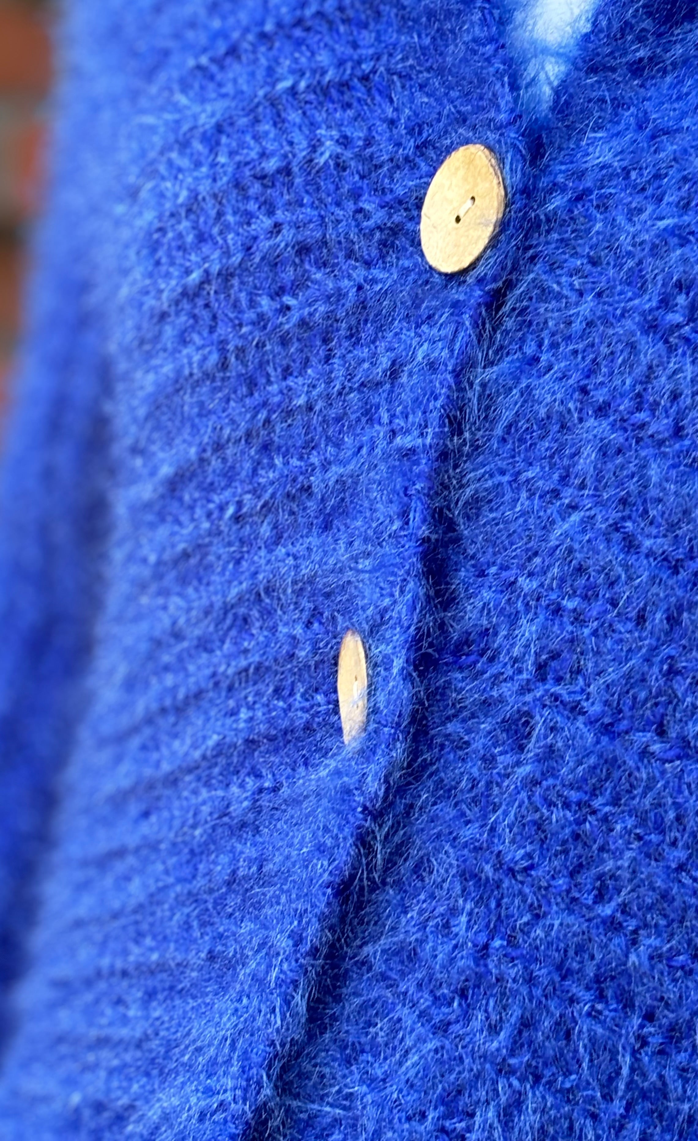 Signe strik cardigan med træknapper royalblue Likelondon