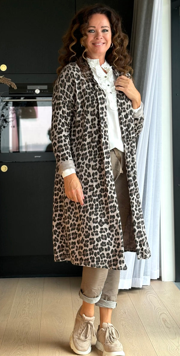 Bella leopard uld cardigan mocca LikeLondon