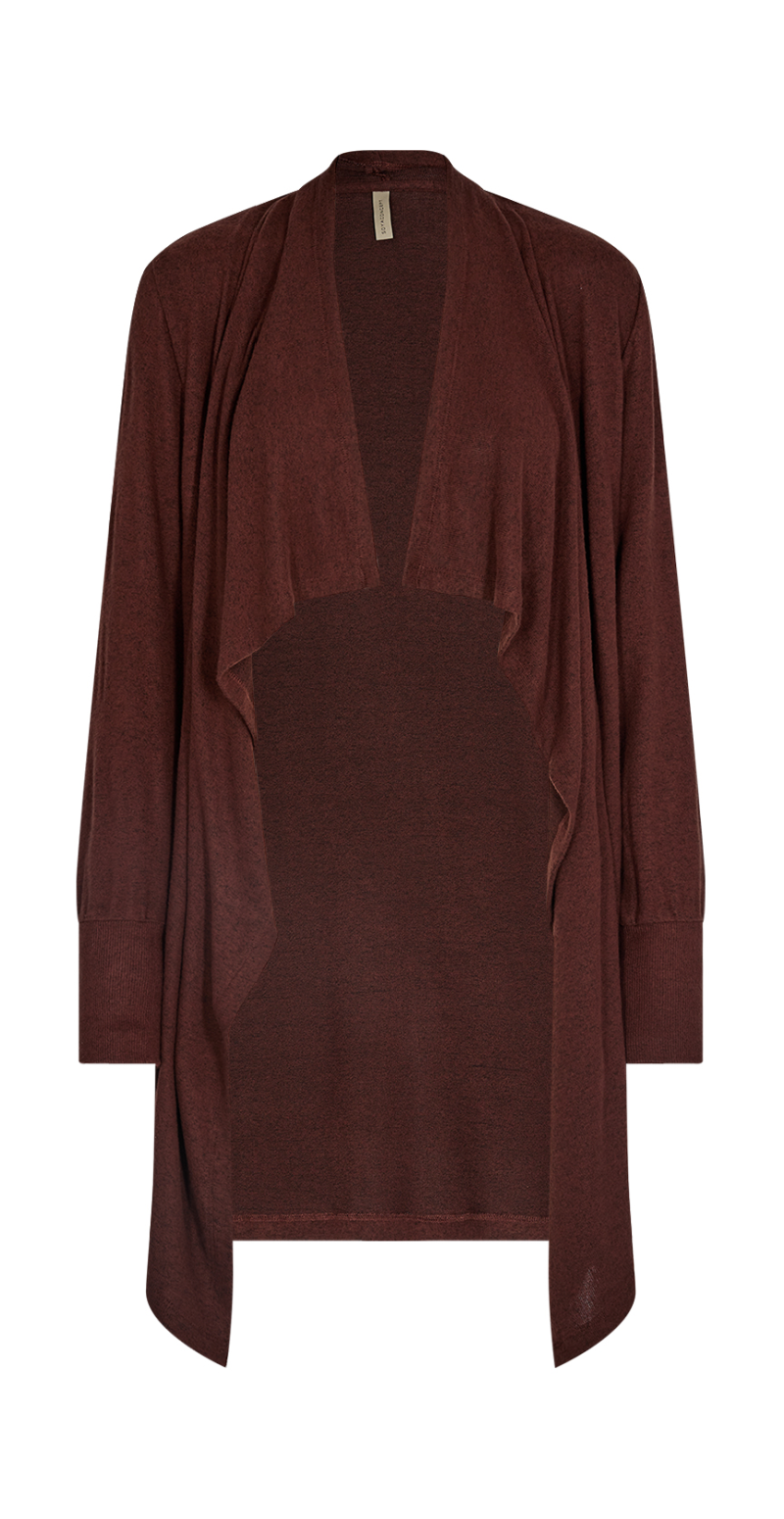 Cardigan med draperet front coffee