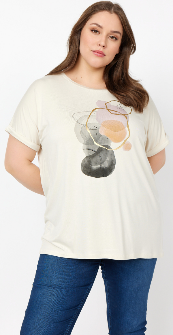 T-shirt med print cream