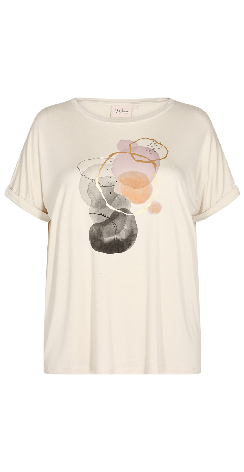 T-shirt med print cream