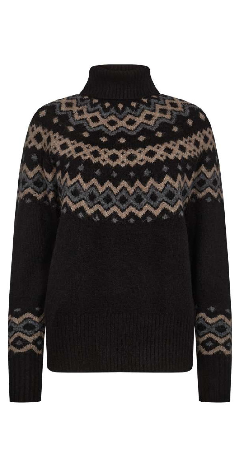 Merla pullover black w. desert taupe