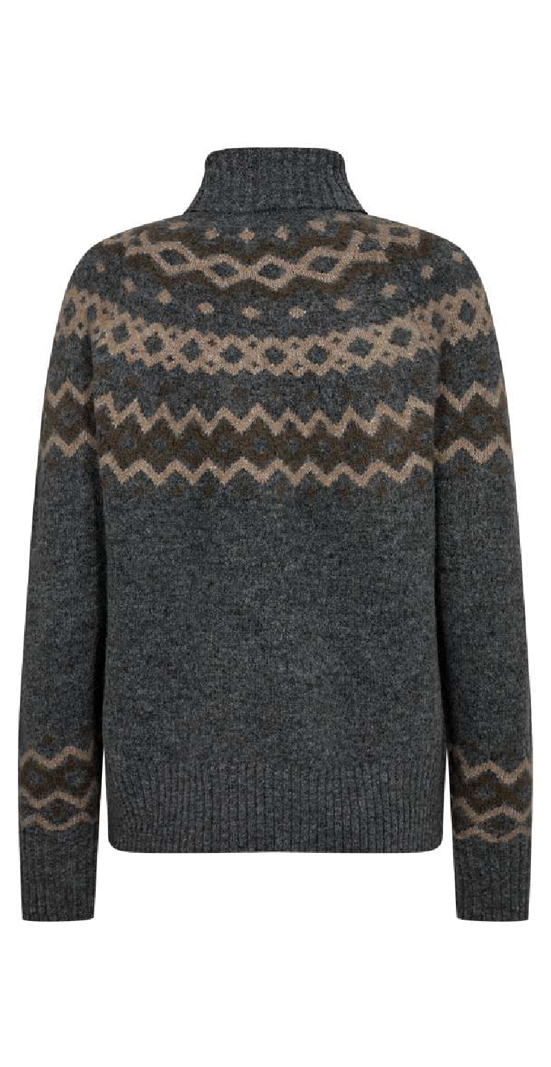 Merla pullover dark grey melange w. desert taupe