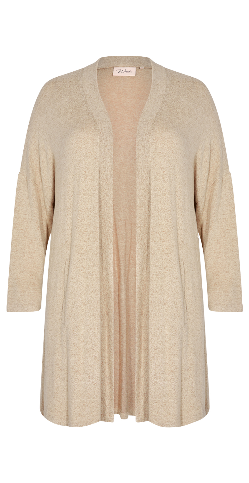 Lang cardigan sand melange