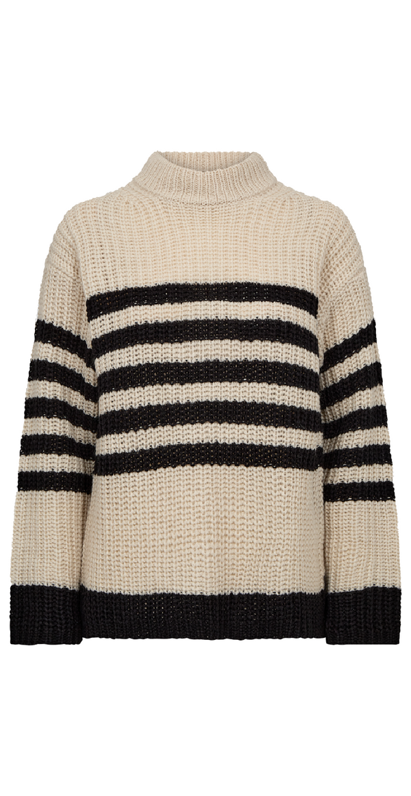 Cox stribet pullover moonbeam w. black