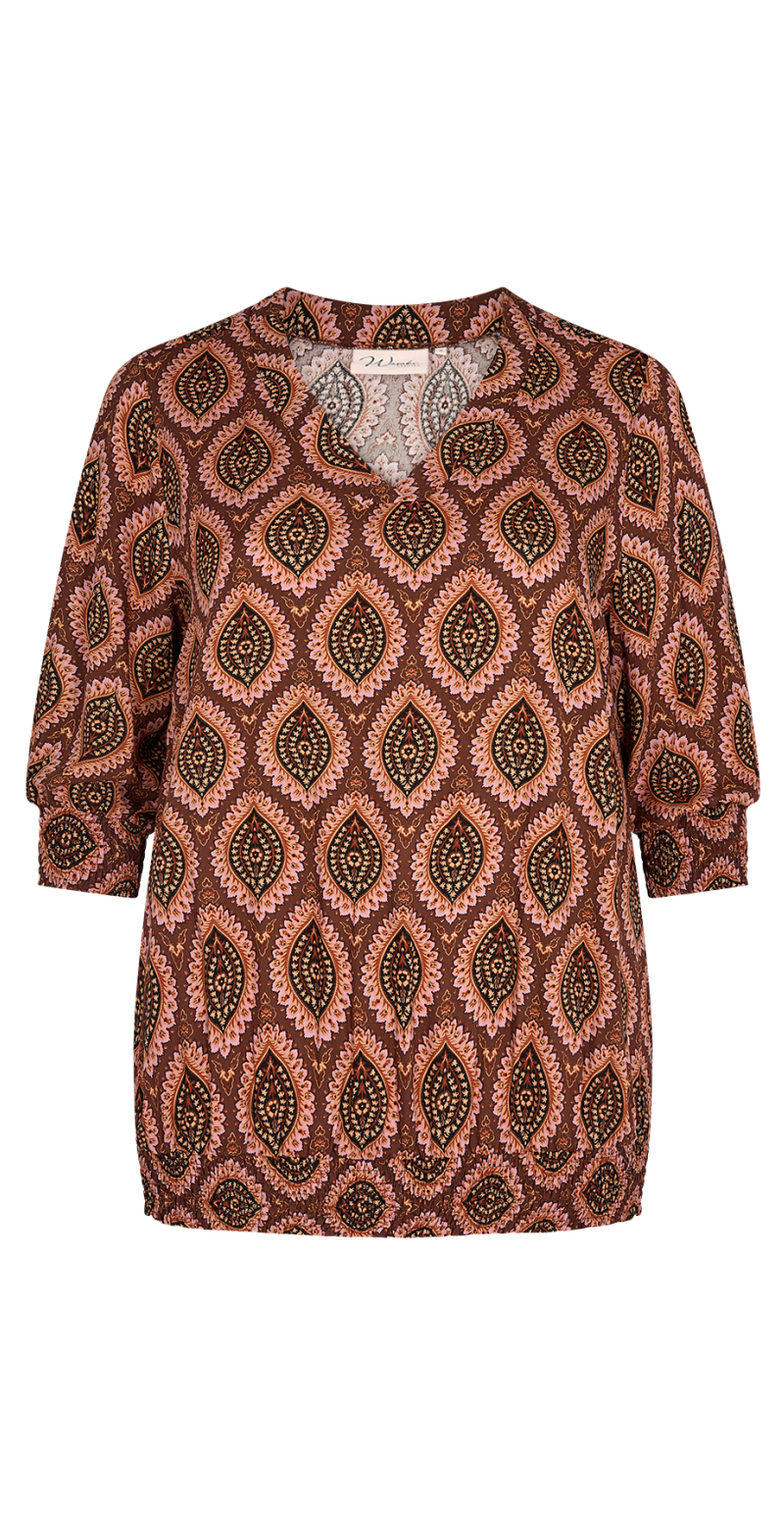 Bluse med print coffee