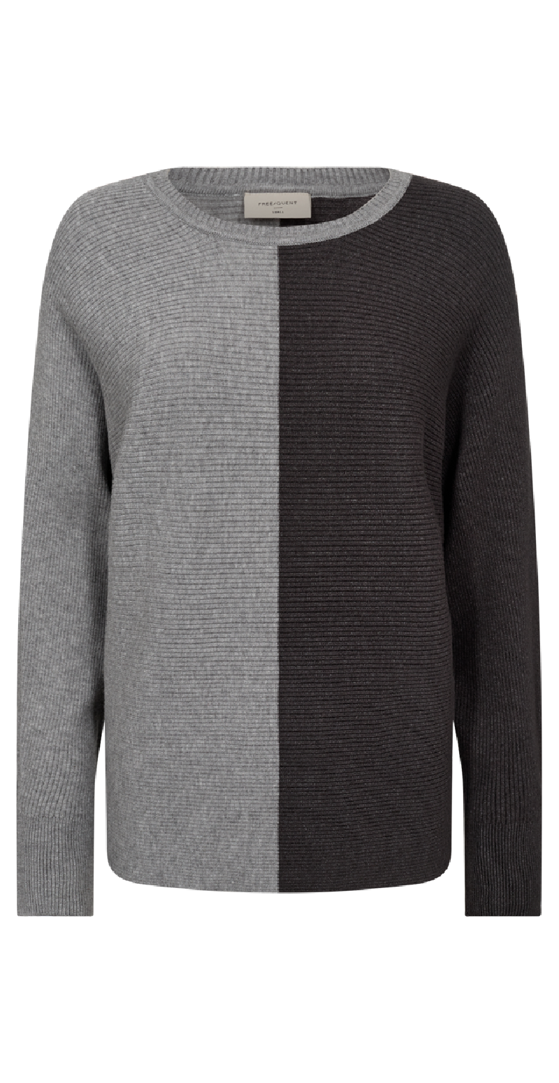 Mille pullover medium grey melange w. charcoal melange