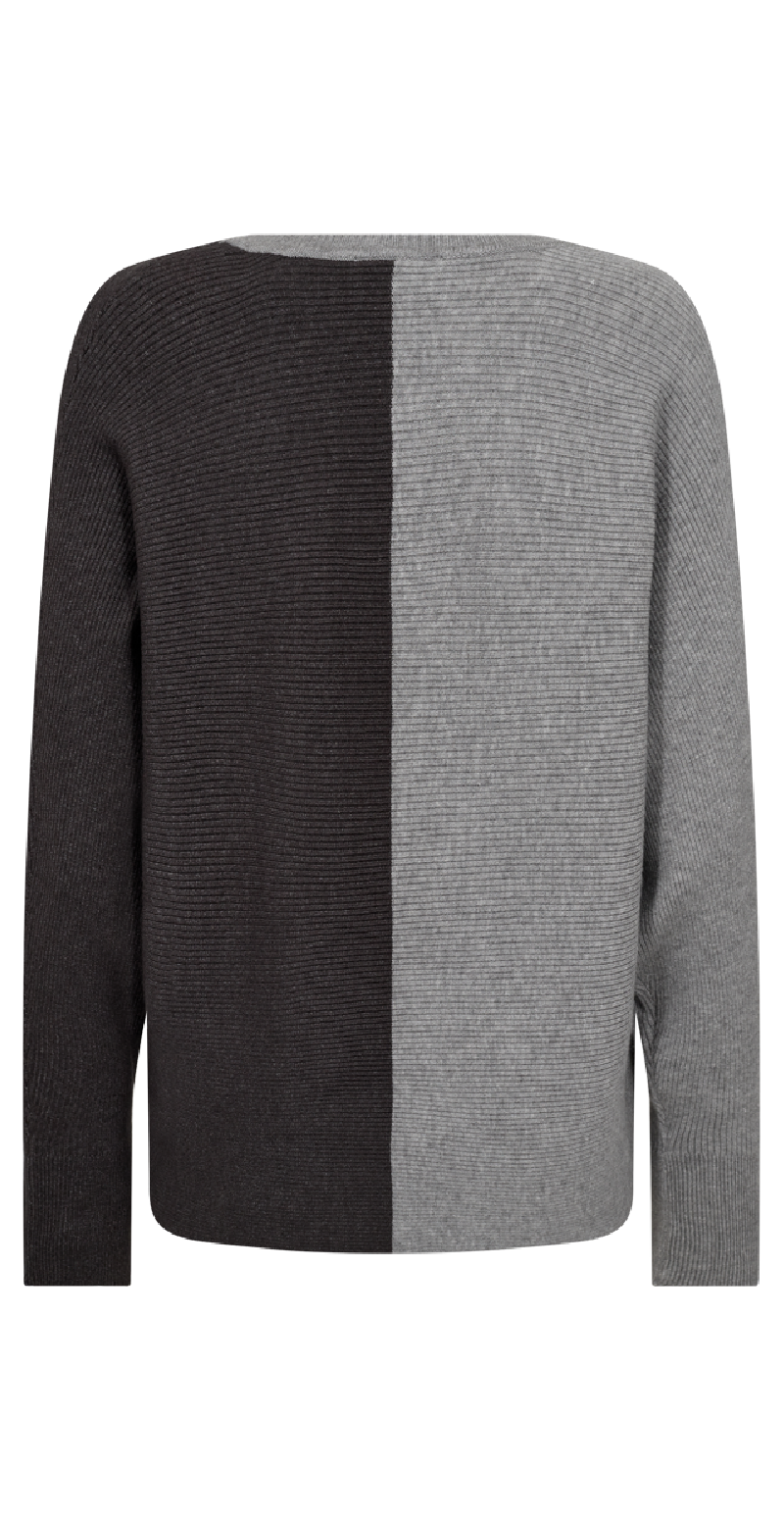 Mille pullover medium grey melange w. charcoal melange