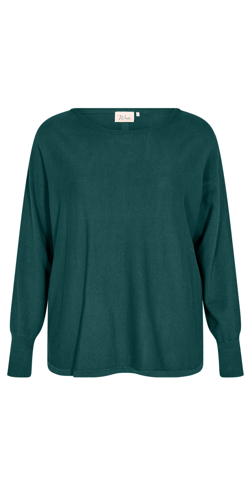 Pullover med knapstole bagpå shady green