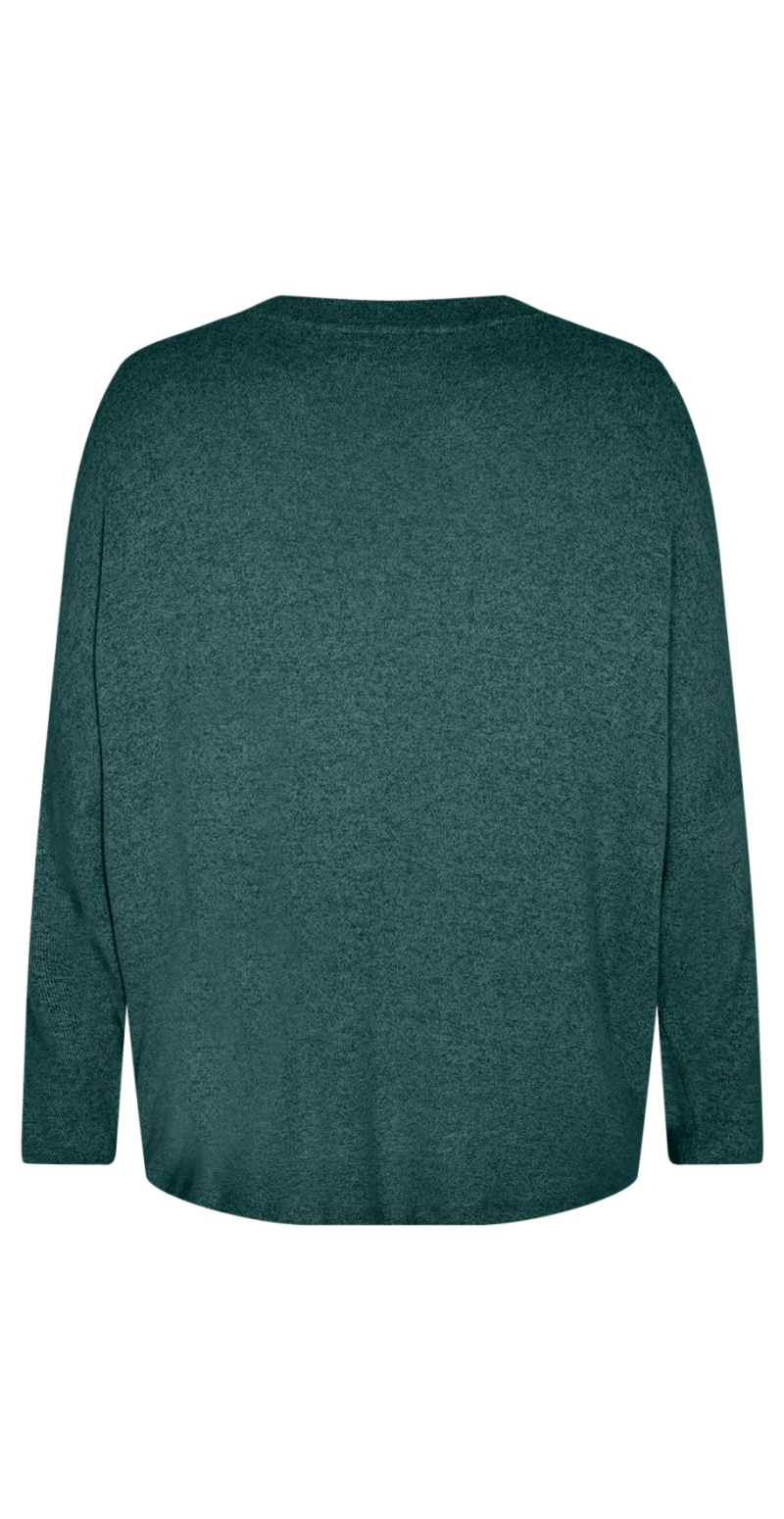 Pullover med v-udskæring shady green melange